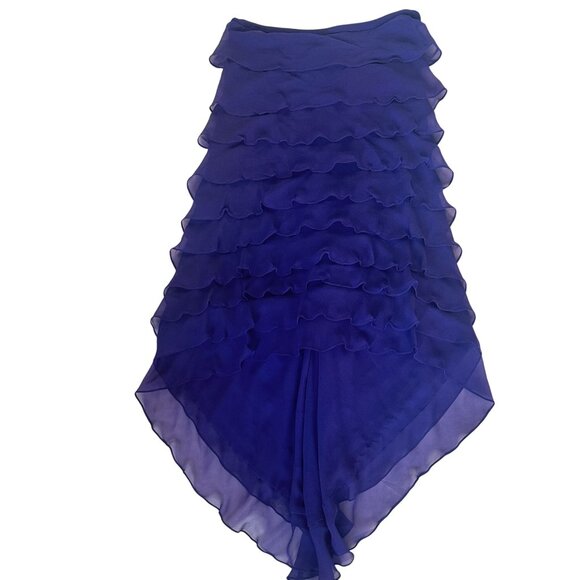 Shawn Ray Fons Tiered Chiffon Silk Strapless Cocktail Dress Size 8 Blue NWT $880 - Picture 2 of 10